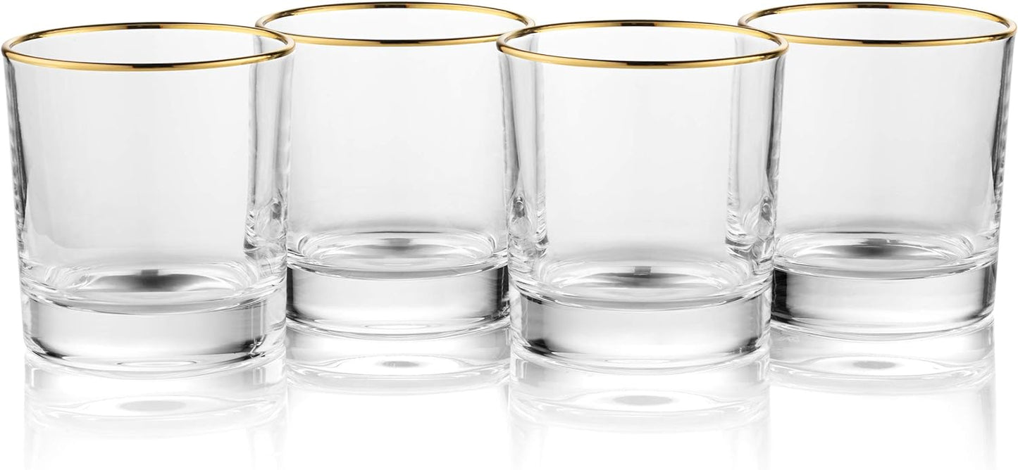 Gold-Rimmed Whiskey Tumblers Set of 4