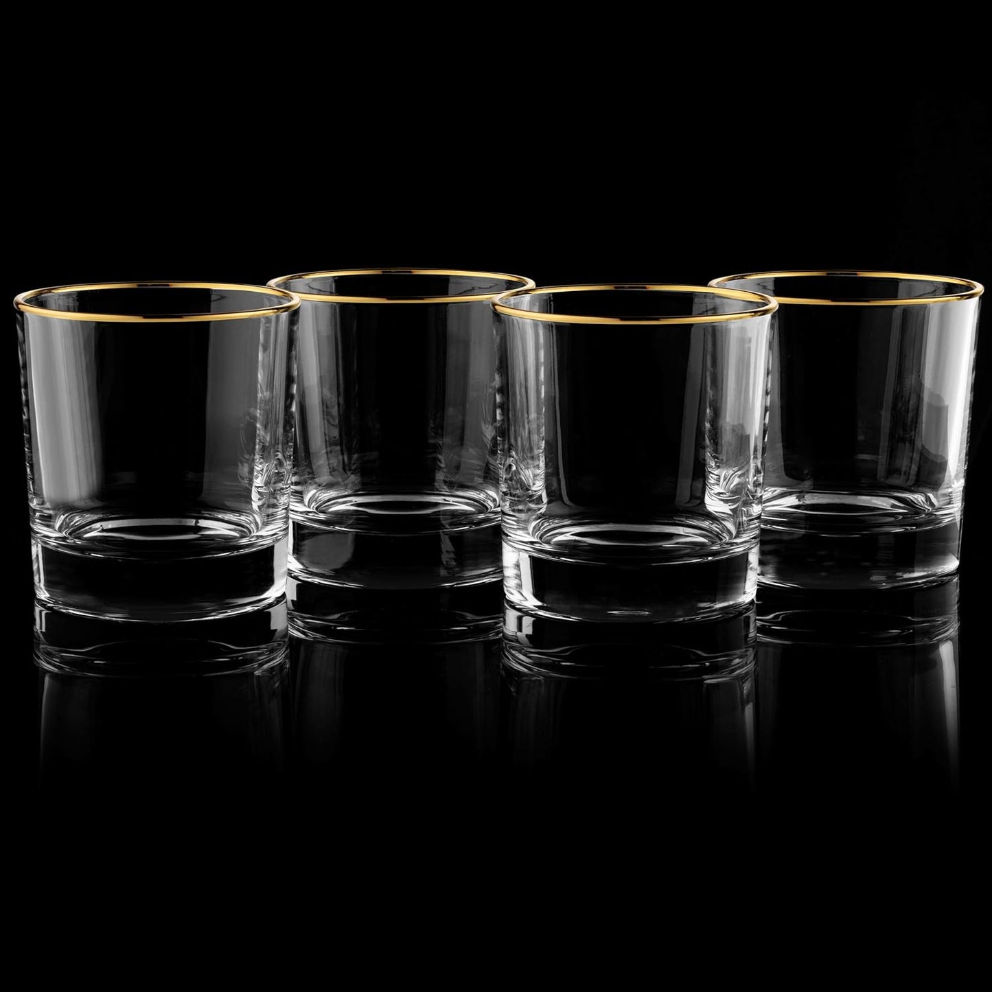 Gold-Rimmed Whiskey Tumblers Set of 4