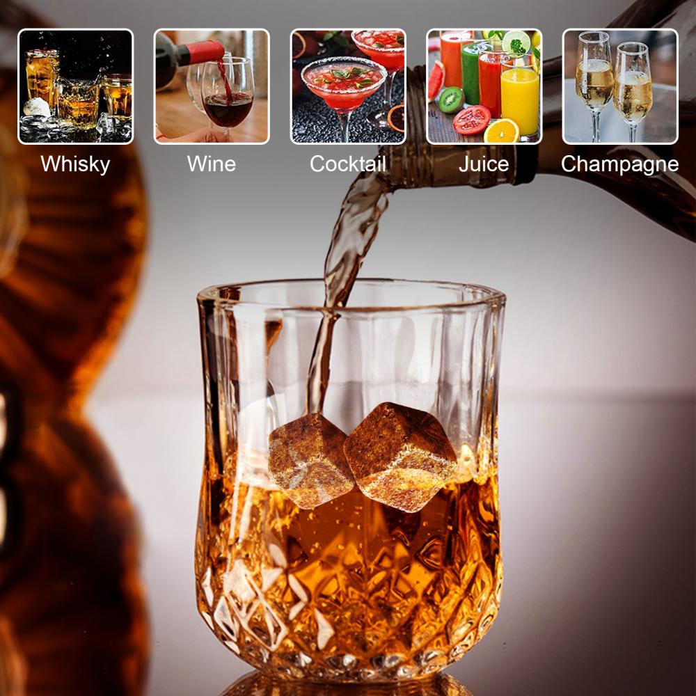 Whiskey Connoisseur Set With 2 Whiskey Glasses and 8 Granite Rocks Chilling Stones