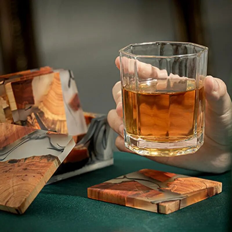 Stylish and Unique 6 Piece Wooden Coaster Set