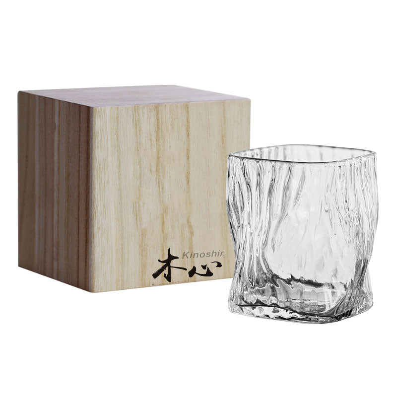 Kinoshin Japanese Style Wood Heart Whiskey Glass