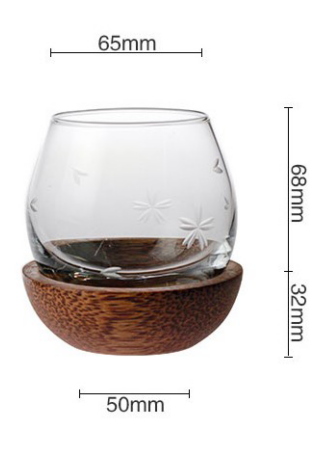 Chamvin Glass Japanese Engraved Cherry Blossom Rotating Whiskey Glass