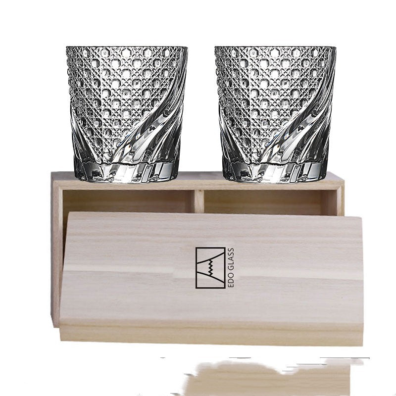 Edo Glass Japanese Ringer Whiskey Glass