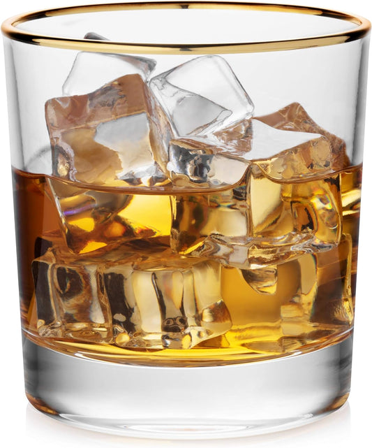 Gold-Rimmed Whiskey Tumblers Set of 4