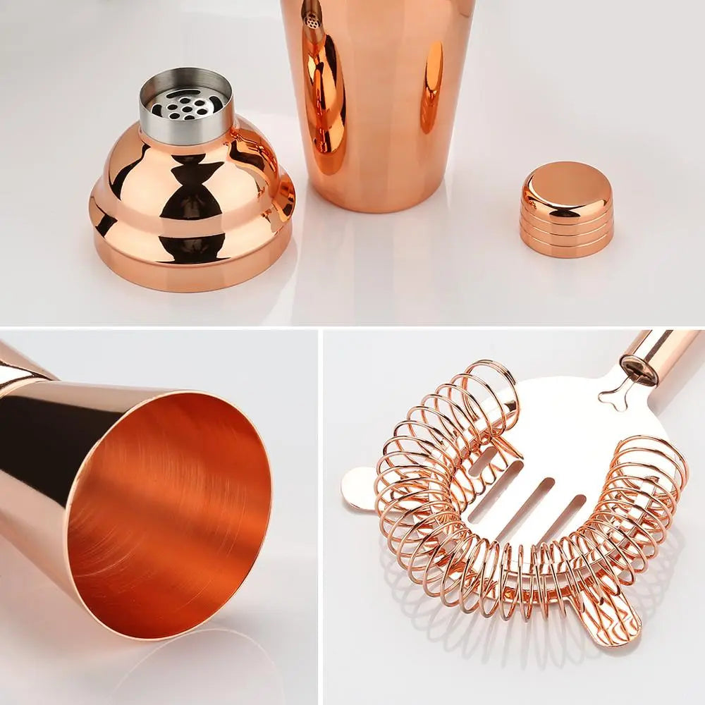 16 Piece  Cocktail Shaker Bartender Kit - Rose Gold & Silver