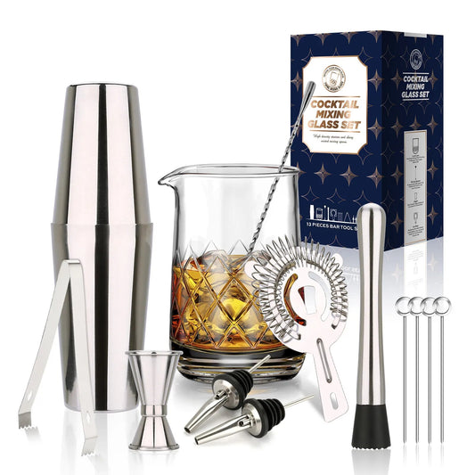 Stylish 13 Piece Set - Crystal Mixing Glass