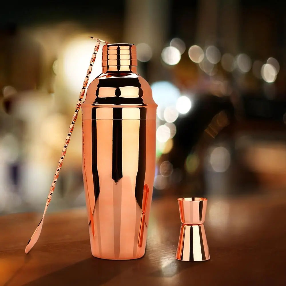 16 Piece  Cocktail Shaker Bartender Kit - Rose Gold & Silver