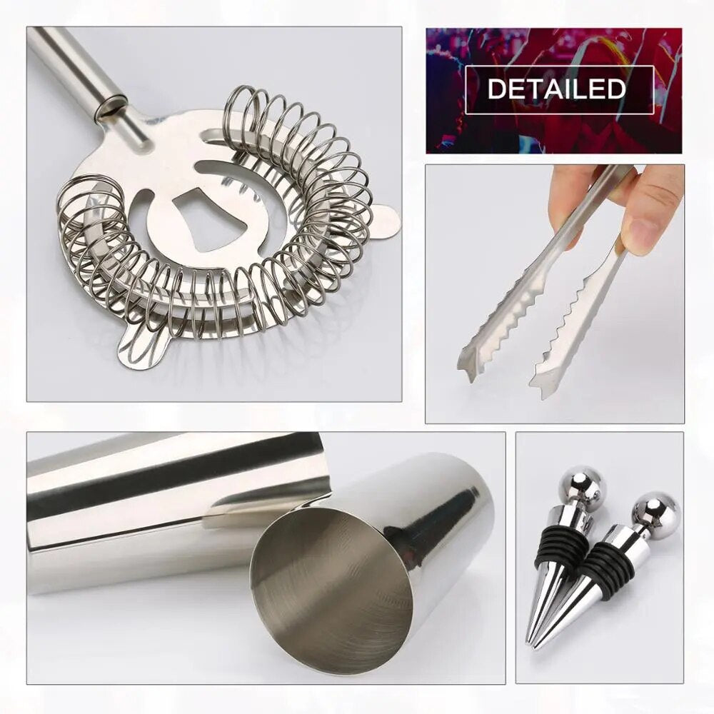 All-in-One 15 Piece Bartender Set - Stainless Steel
