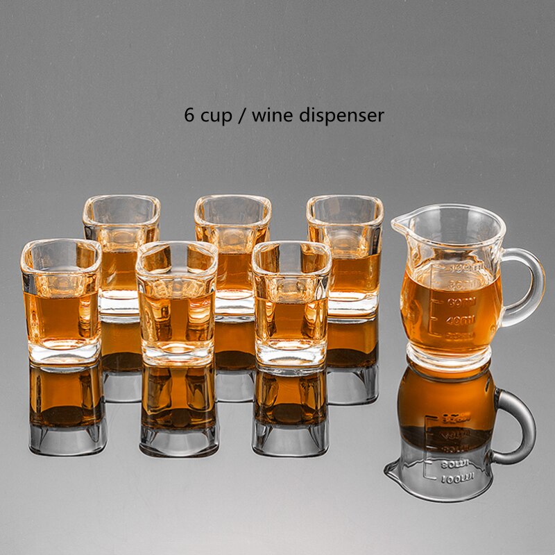 Square Shot Glass Set 6 Glasses With Optional Wooden Rack