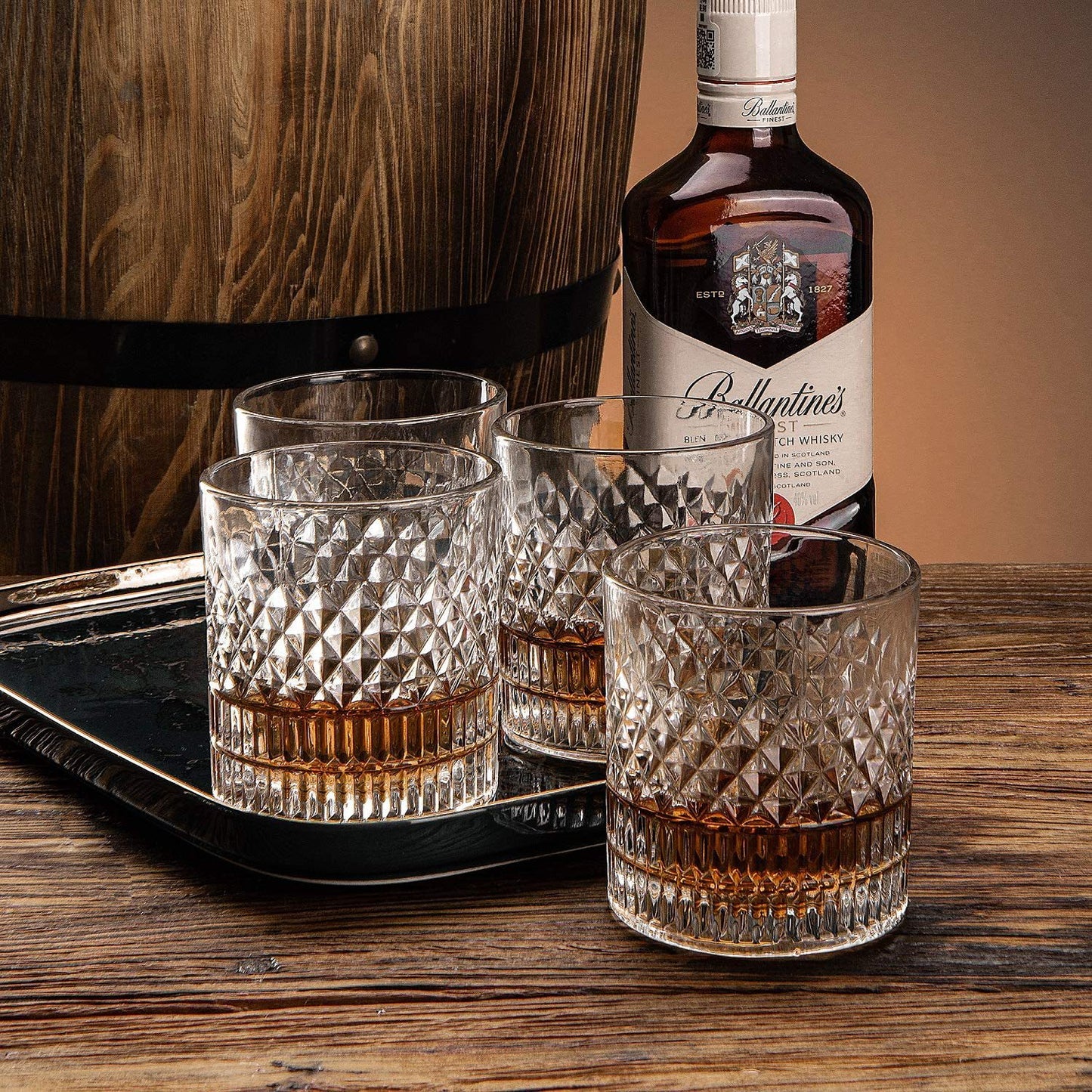 Four Piece Crystal Whiskey Glass Set