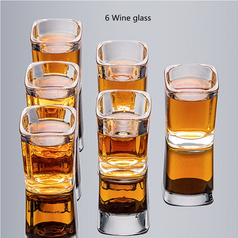 Square Shot Glass Set 6 Glasses With Optional Wooden Rack