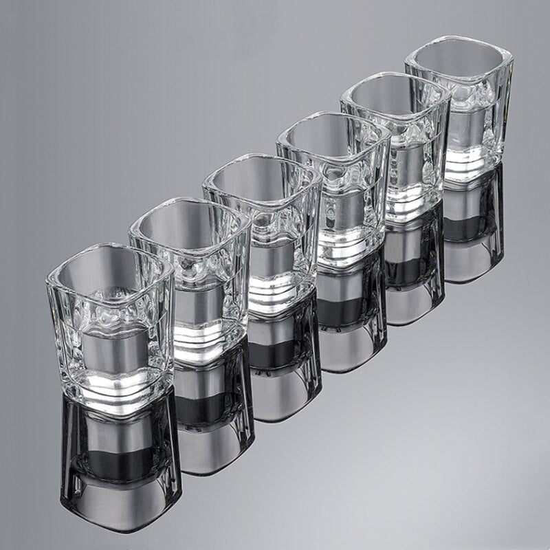 Square Shot Glass Set 6 Glasses With Optional Wooden Rack