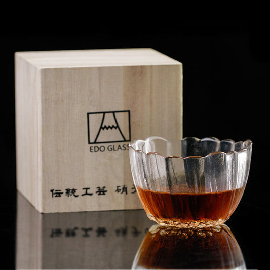 Edo Glass Japanese Style Flower Whiskey Glass