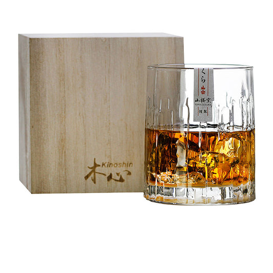 Kinoshin Japanese Style Wood Heart Whiskey Glass