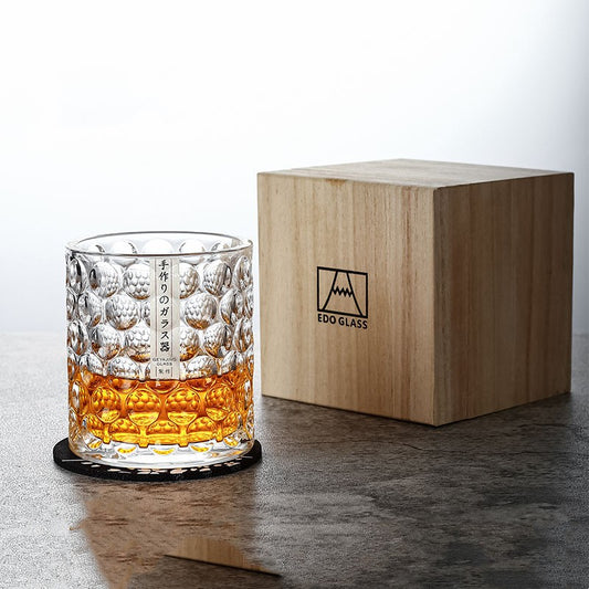 Edo Glass Elegant Japanese Fish Scale Whiskey Glass Set